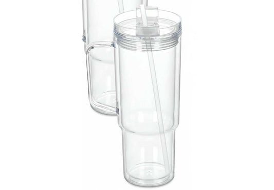 Custom 40oz Acrylic Snow Globe Tumbler w/ Handle