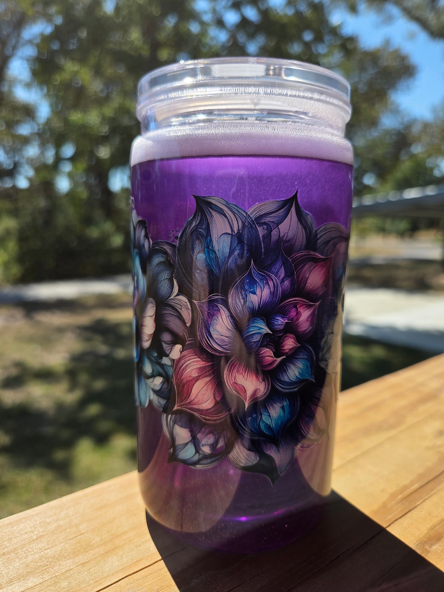 16OZ Purple Flower